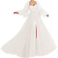 Summer Women Clothing Graceful Fashionable Dress Mesh Split Expansion Dress Wedding Evening Dress White