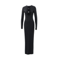 Fall Women Clothing Sexy Cutout Socialite Private Clothing Elegant Three Dimensional Floral Long Sleeve Slim Maxi Dress Black