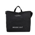 Large Capacity Canvas Letters Tote Bag for Women Black