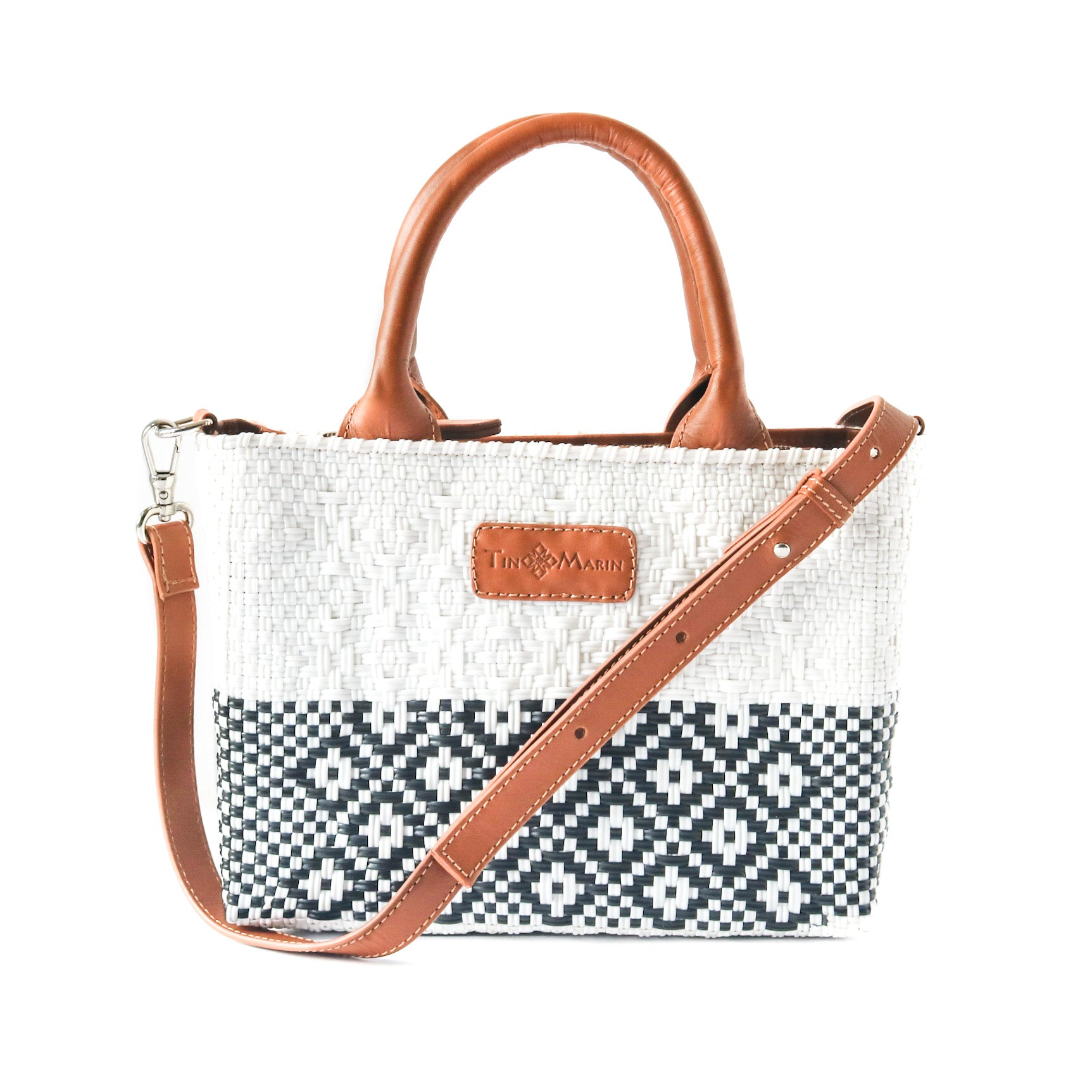 Tin Marin White Small Woven Crossbody Bag tan