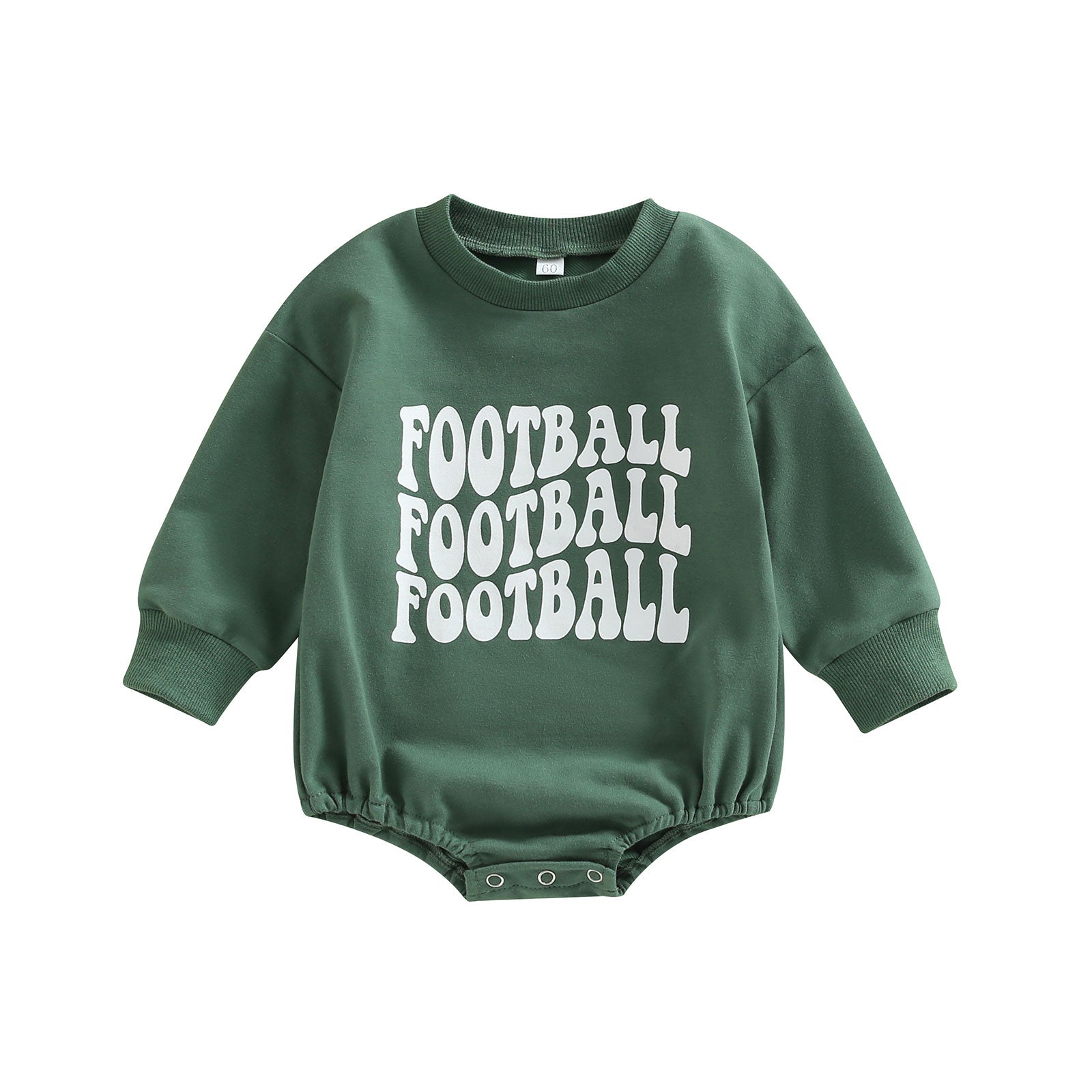 Infant Baby Boys Girls Bodysuit Long Sleeve Crew Neck Game Day Baby Football Print Jumpsuit Bubble Romper Green Football United States