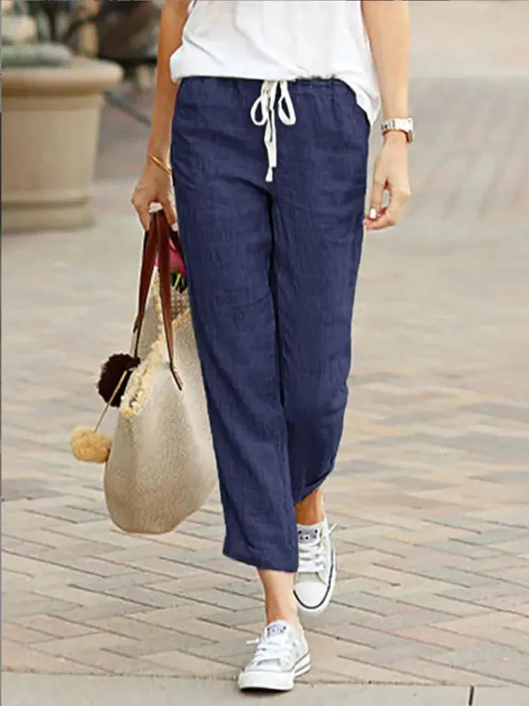 Cotton Y2K Wide Leg Pants – High Waist Streetwear Baggy Trousers DarkBlue