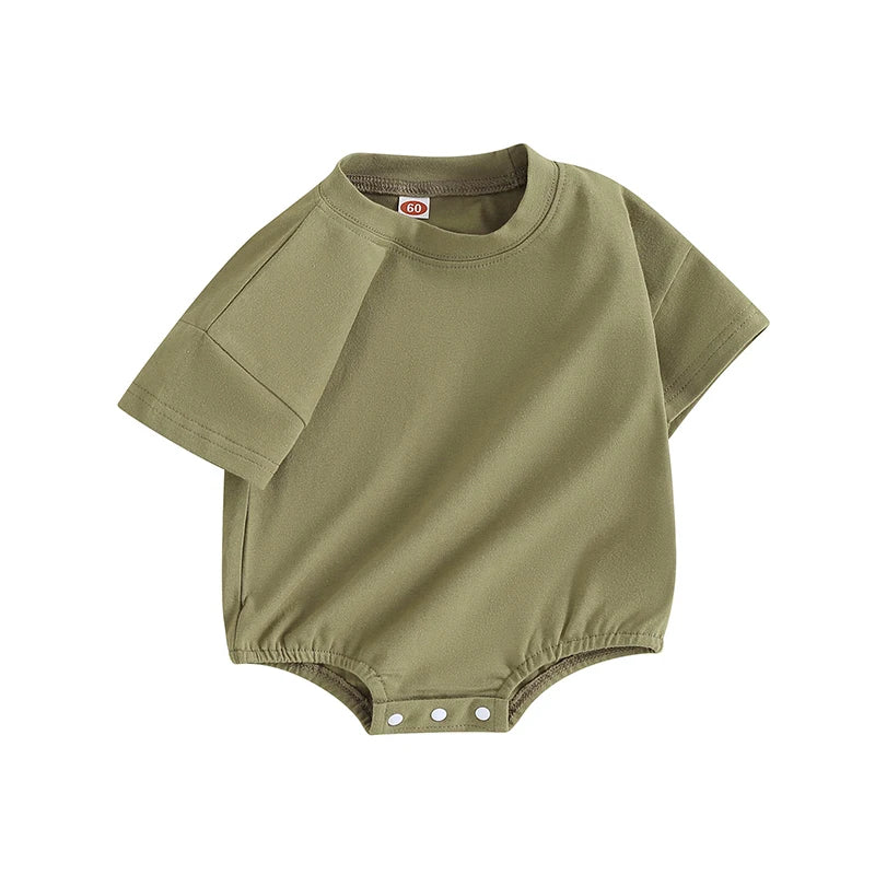 Baby Girls Boys Bubble Romper Short Sleeve Oversized Solid Color Basic Summer Clothes Bodysuit Green United States