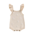 Baby Toddler Girls Knitted Romper Spring Summer Ruffles Floral Embroidery Flowers Jumpsuits Playsuits Clothes Beige United States