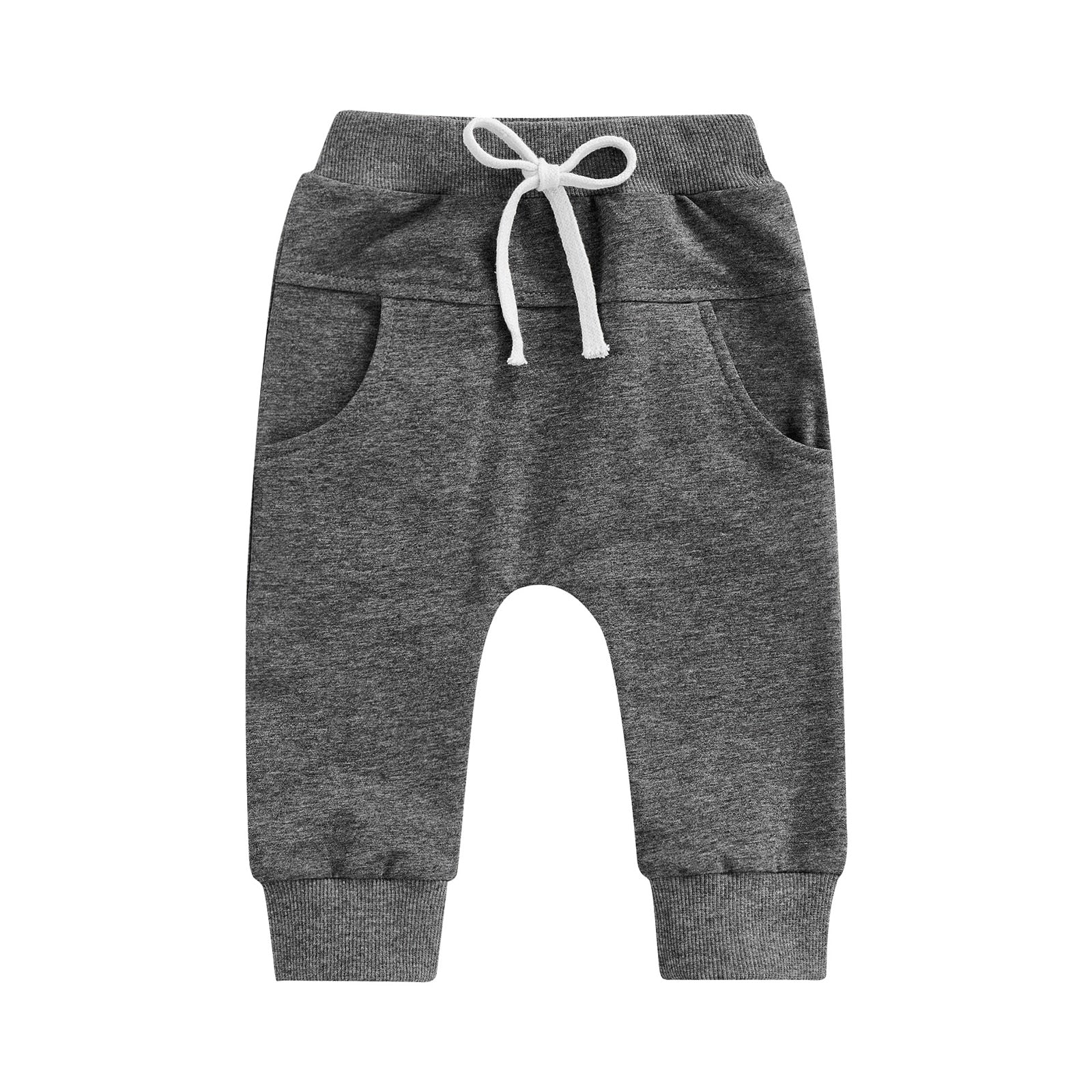 Boys Joggers Elastic Waist Adjustable Drawstring Solid Loose Fit Long Pants Baby and Toddler Gray United States