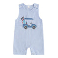 Baby Boys Jumpsuit Sleeveless Crew Neck Striped Embroidery Golf Cart Summer Romper Blue United States