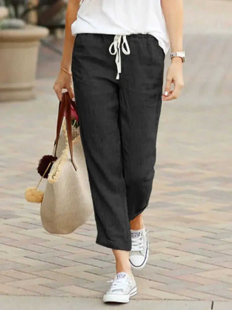 Cotton Y2K Wide Leg Pants – High Waist Streetwear Baggy Trousers Black