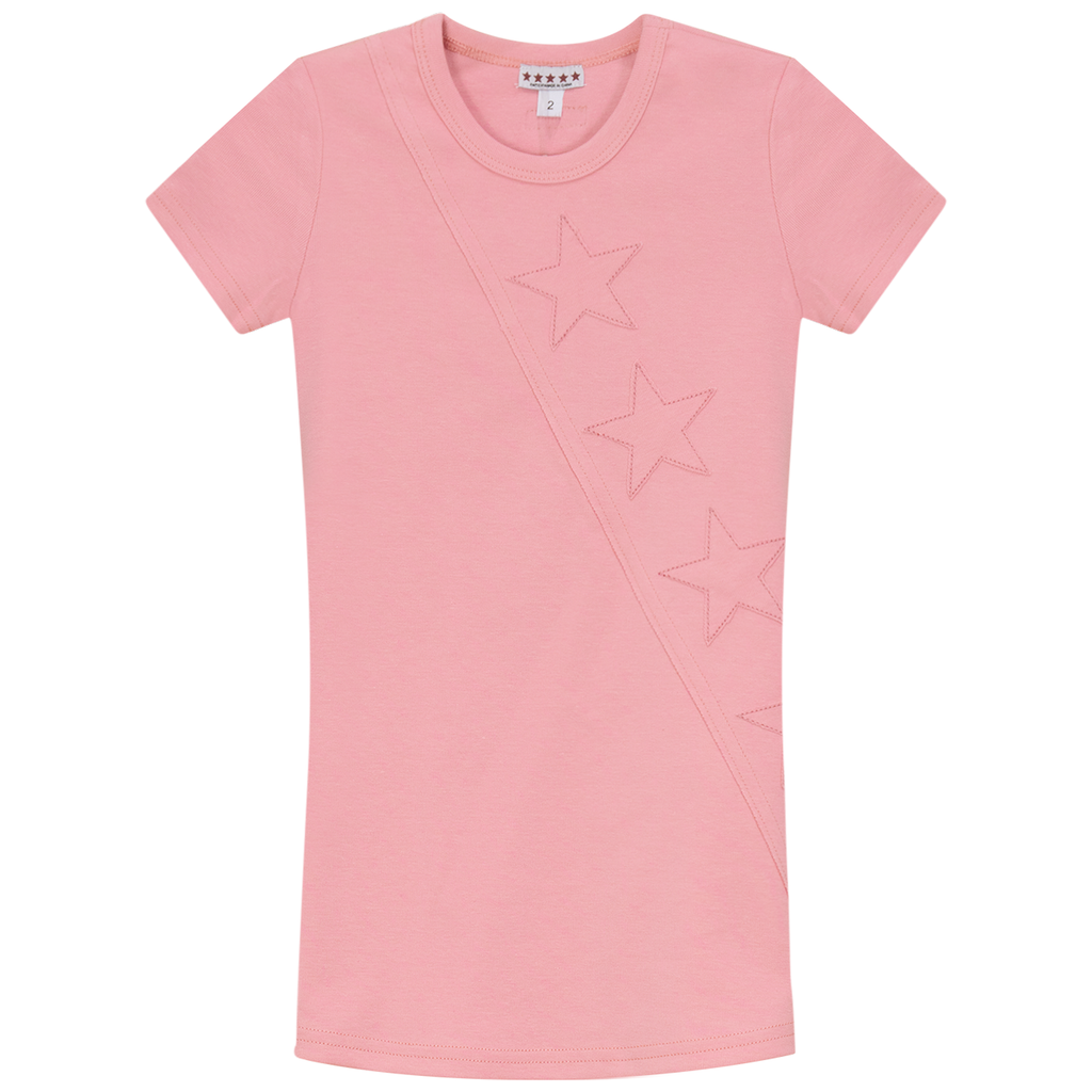 Stars Applique Dress Dark Pink