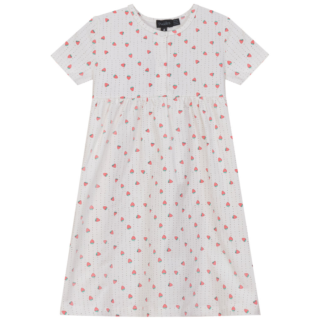 Strawberry and Pear Printed Dress Off White Red