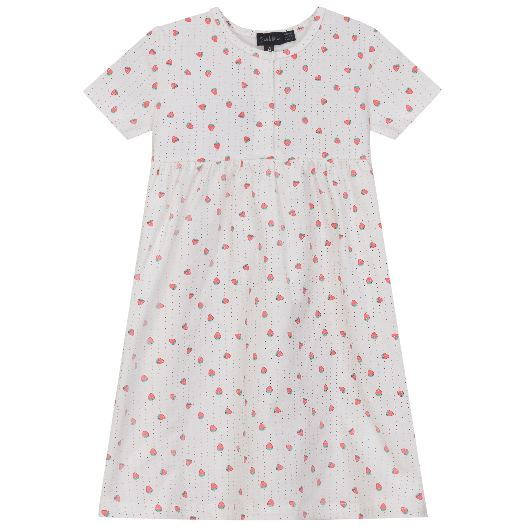Strawberry and Pear Printed Dress Off White Red