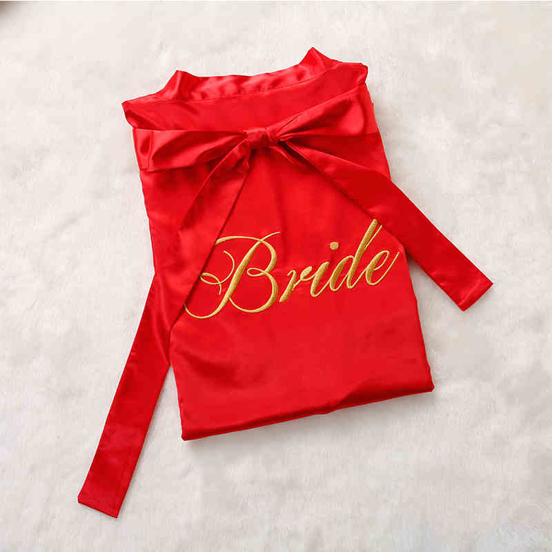 Custom Satin Bridesmaid Robes – Personalized with Name, Title, or Date | Wedding Party Gifts Red Bride