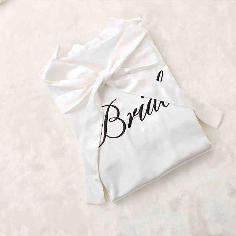 Custom Satin Bridesmaid Robes – Personalized with Name, Title, or Date | Wedding Party Gifts White Bride