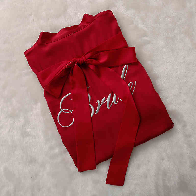 Custom Satin Bridesmaid Robes – Personalized with Name, Title, or Date | Wedding Party Gifts Wine Bride
