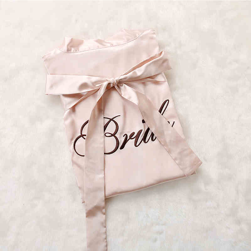 Custom Satin Bridesmaid Robes – Personalized with Name, Title, or Date | Wedding Party Gifts Champagne Bride