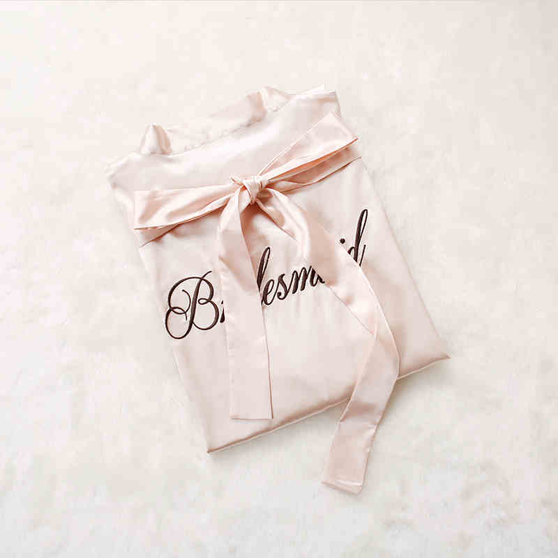 Custom Satin Bridesmaid Robes – Personalized with Name, Title, or Date | Wedding Party Gifts Champagne Bridesmaids