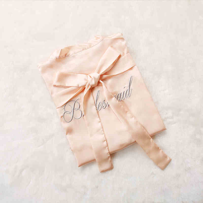 Custom Satin Bridesmaid Robes – Personalized with Name, Title, or Date | Wedding Party Gifts Peach pink Bridesmaids