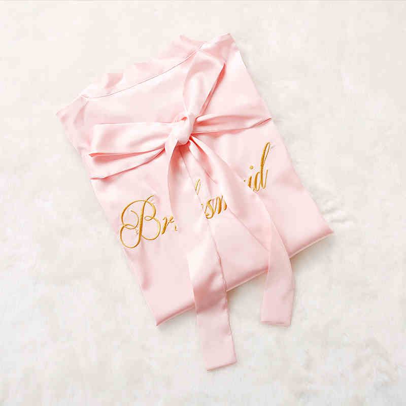 Custom Satin Bridesmaid Robes – Personalized with Name, Title, or Date | Wedding Party Gifts Baby pink Bridesmaids