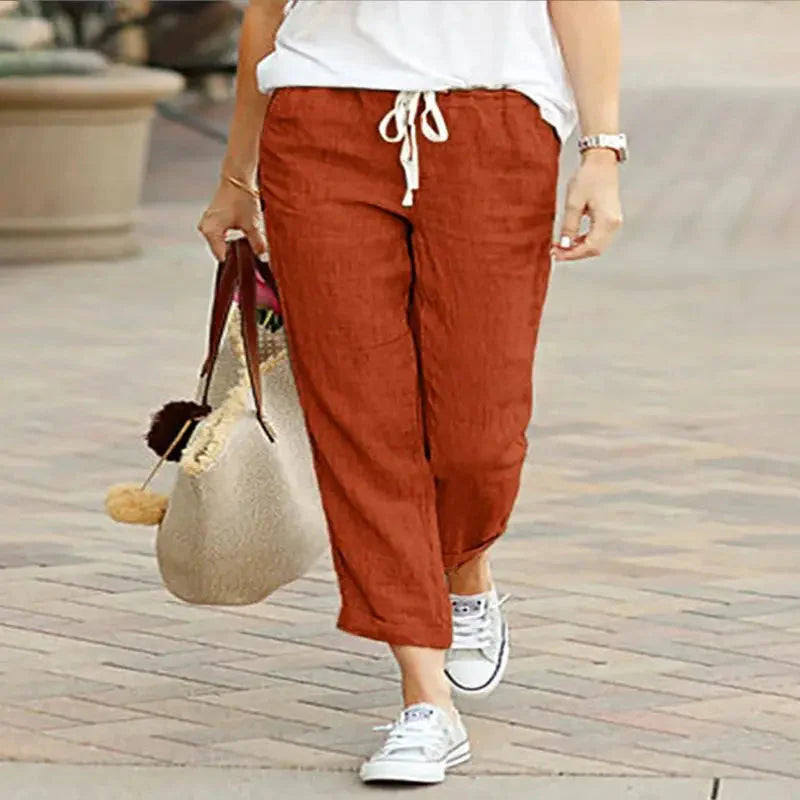 Cotton Y2K Wide Leg Pants – High Waist Streetwear Baggy Trousers Coral