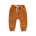 Boys Joggers Elastic Waist Adjustable Drawstring Solid Loose Fit Long Pants Baby and Toddler Caramel United States