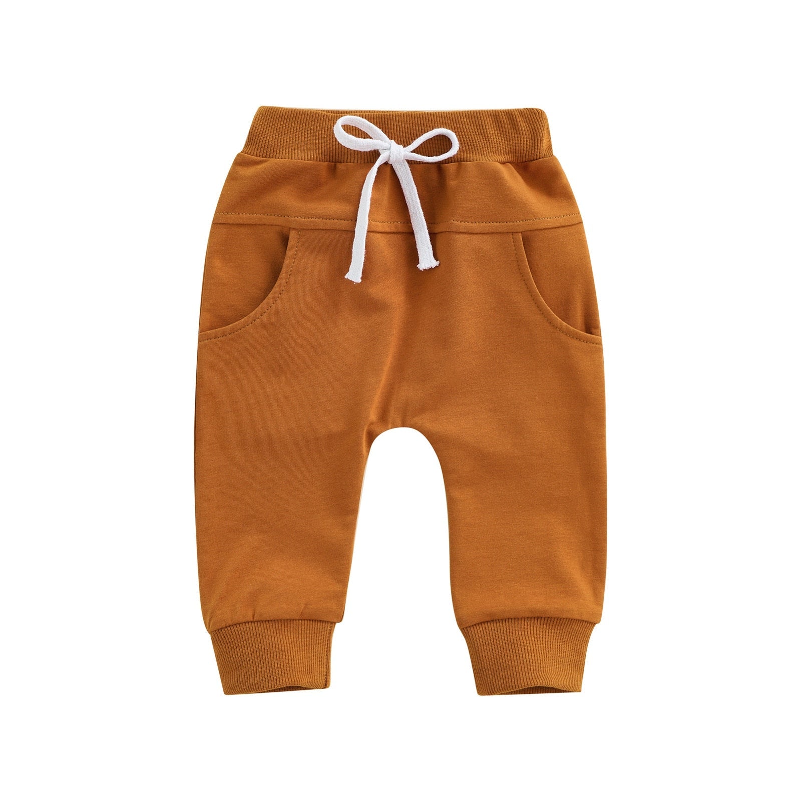 Boys Joggers Elastic Waist Adjustable Drawstring Solid Loose Fit Long Pants Baby and Toddler Caramel United States