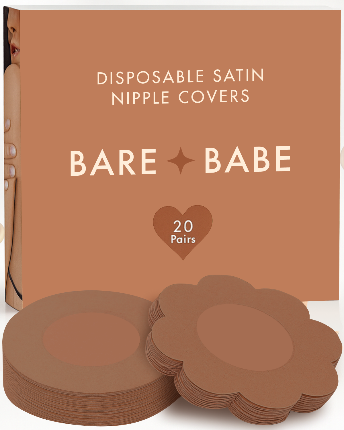 Satin Nipple Pasties - 20 Pairs Caramel
