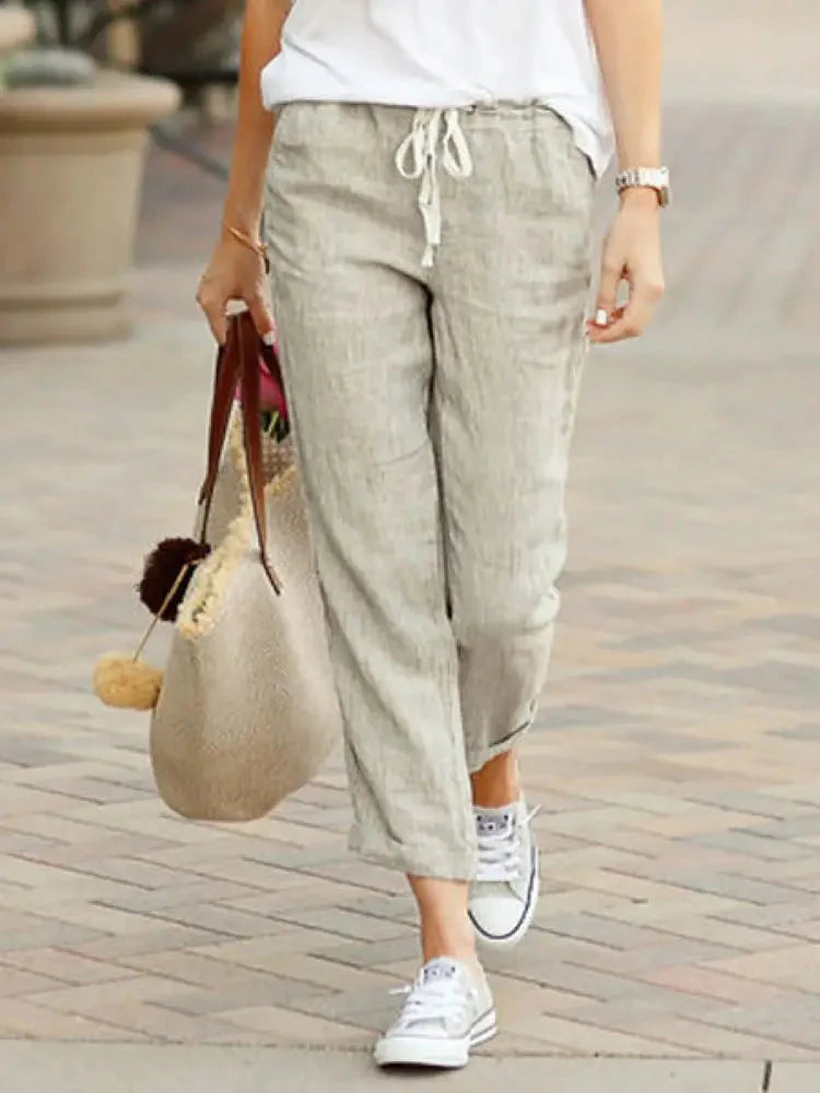 Cotton Y2K Wide Leg Pants – High Waist Streetwear Baggy Trousers Khaki
