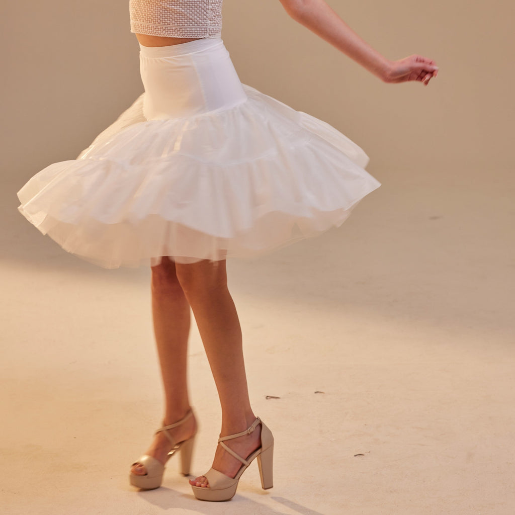 Short Petticoat Skirt with Corsage , Fluffy Layered Petticoat for Wedding, Party & Everyday Wear