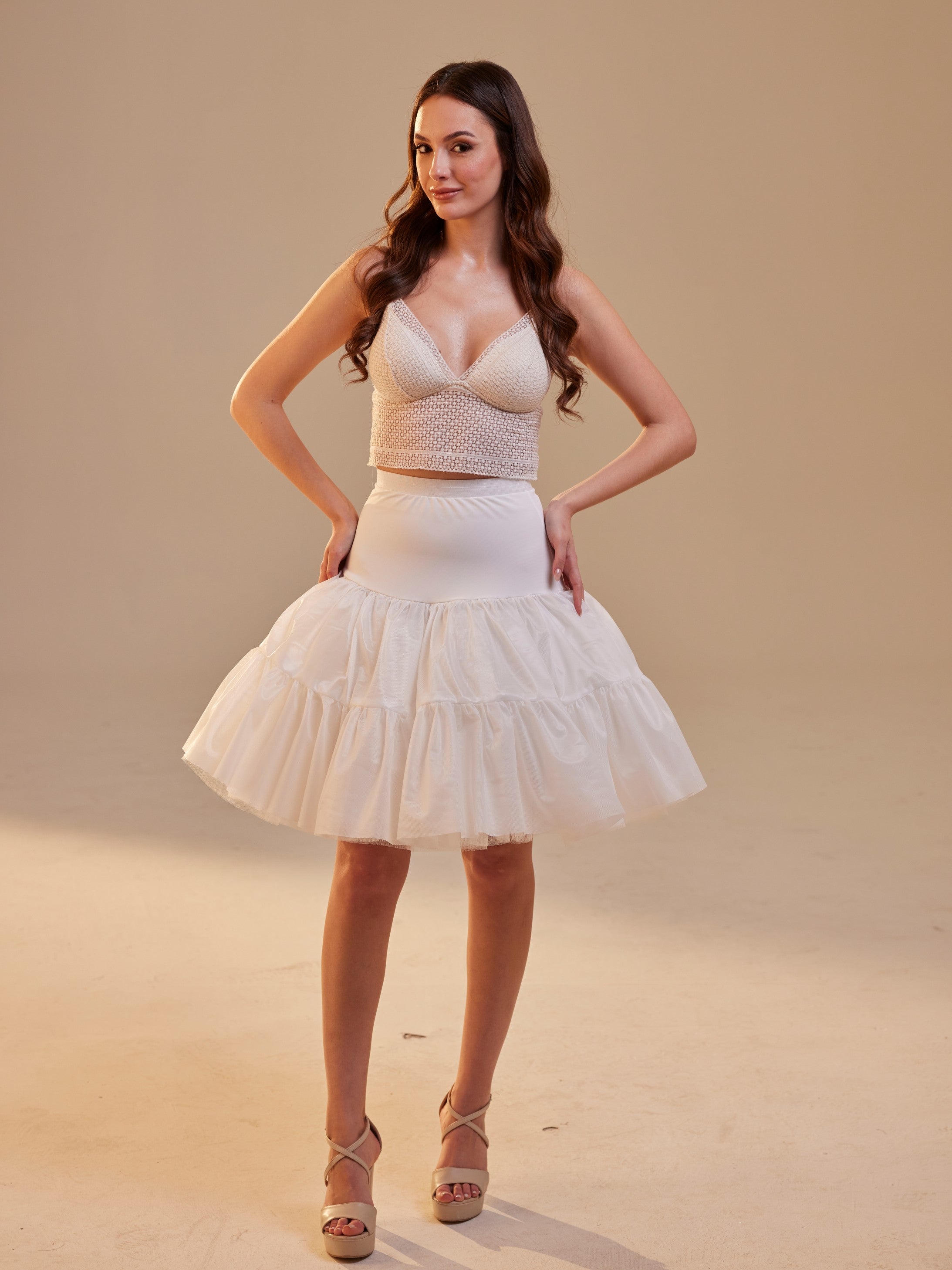 Short Petticoat Skirt with Corsage , Fluffy Layered Petticoat for Wedding, Party & Everyday Wear