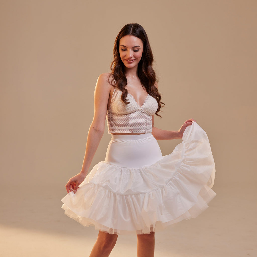 Short Petticoat Skirt with Corsage , Fluffy Layered Petticoat for Wedding, Party & Everyday Wear