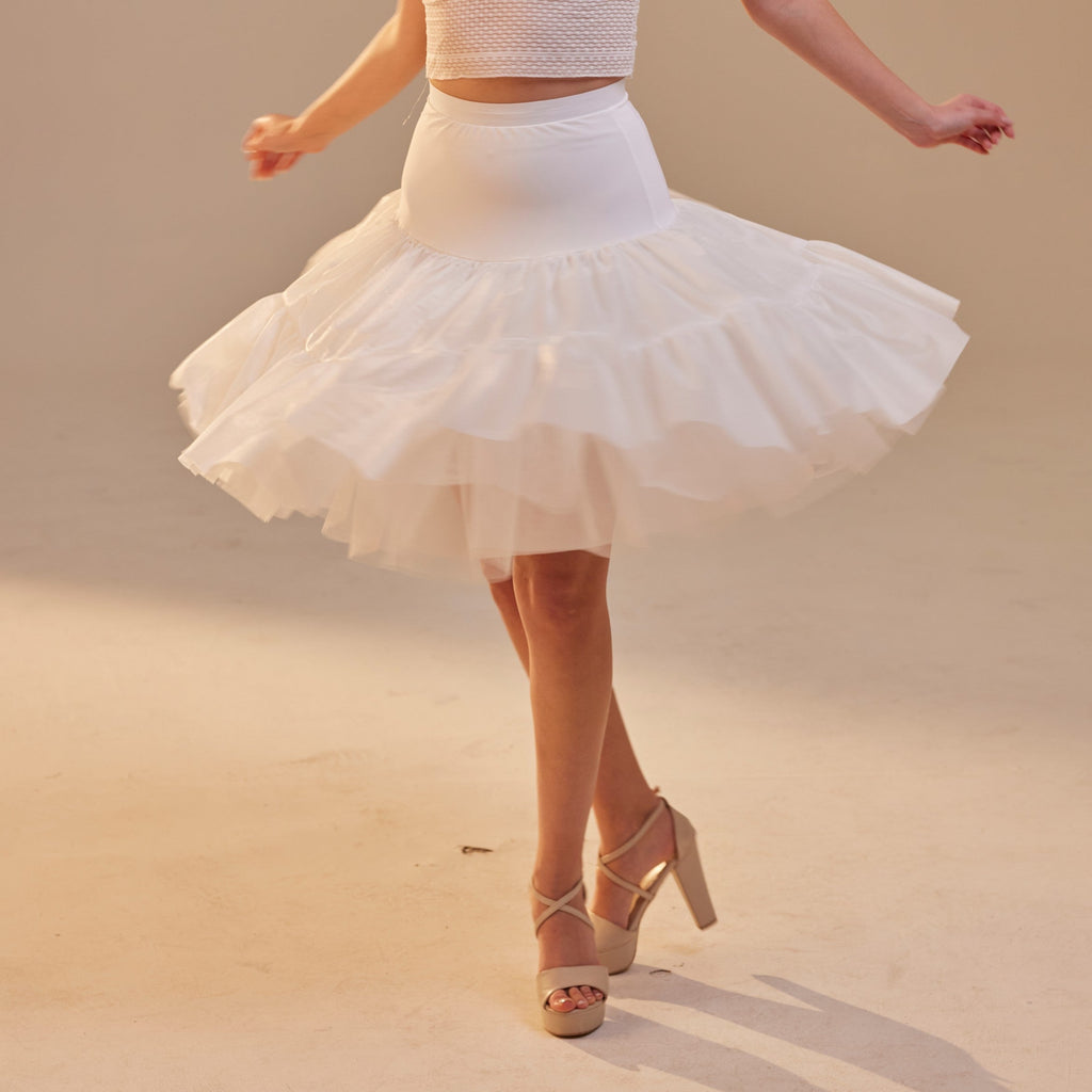 Short Petticoat Skirt with Corsage , Fluffy Layered Petticoat for Wedding, Party & Everyday Wear