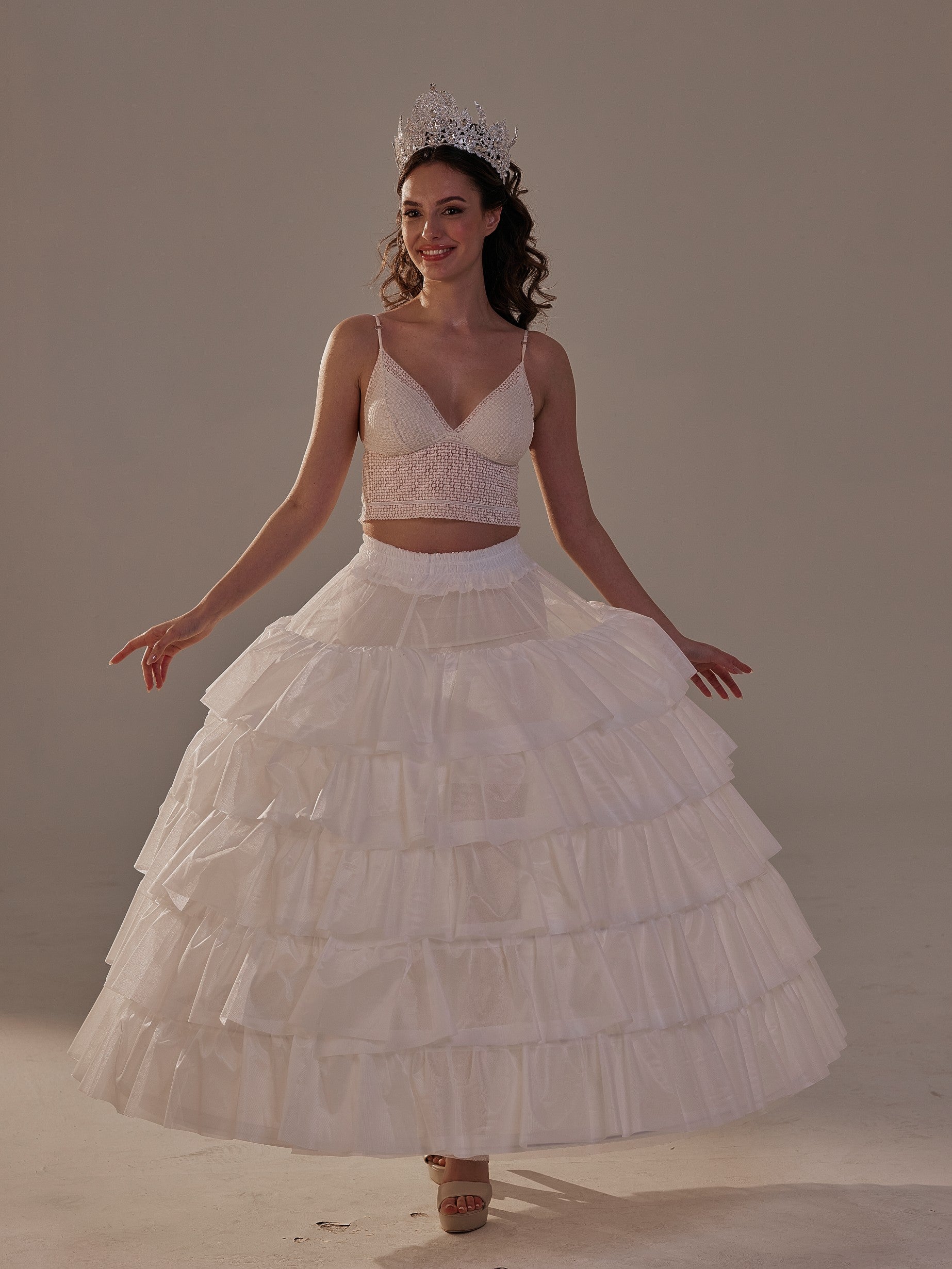 Short Ruffled Layered Hoop Skirt , Quinceañera & Wedding Underskirt