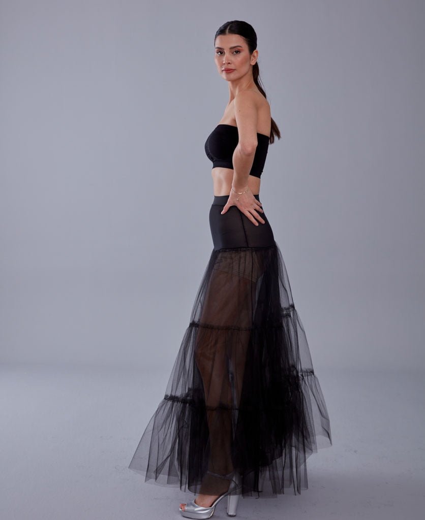 Black Voile Petticoat Skirt with Elastic Band - Perfect for Parties