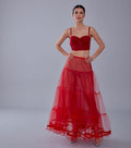 Red Voile Petticoat Skirt with Elastic Band - Perfect for Parties