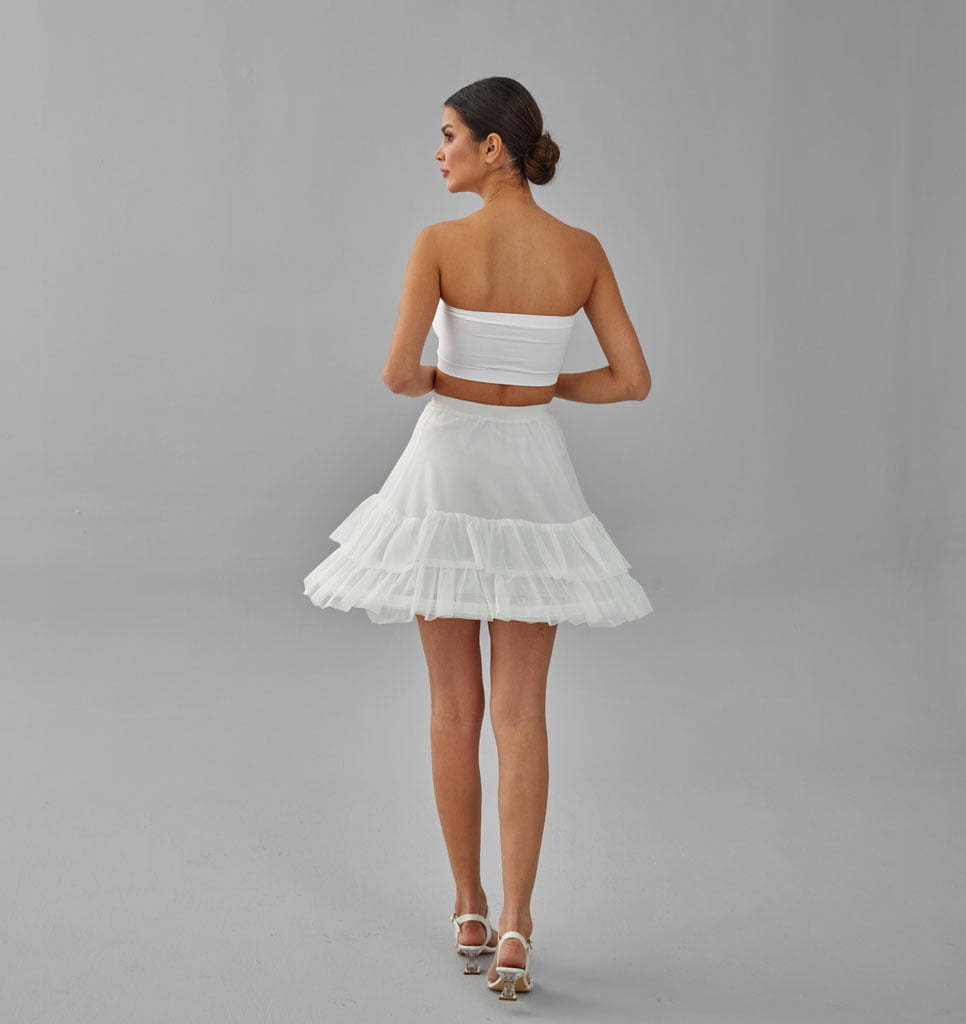 Short Hoop Skirt, Wedding Dress Underskirt, White Petticoat