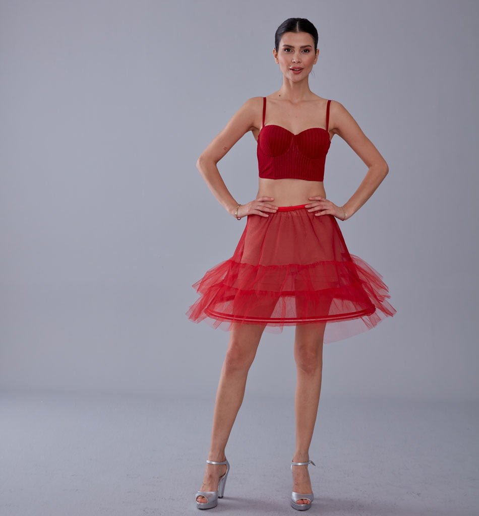 Red Short Hoop Skirt Underskirt ( Petticoat Skirt )