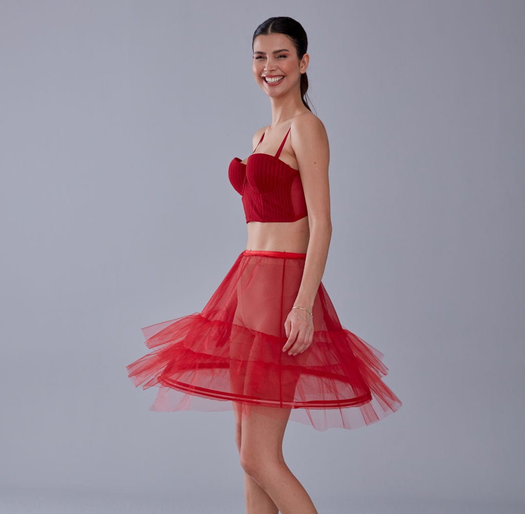 Red Short Hoop Skirt Underskirt ( Petticoat Skirt )
