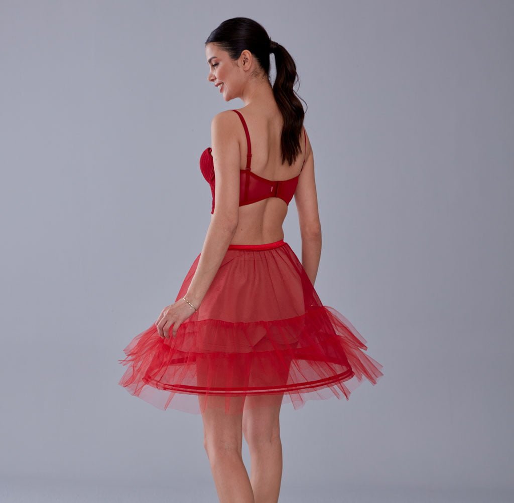 Red Short Hoop Skirt Underskirt ( Petticoat Skirt )