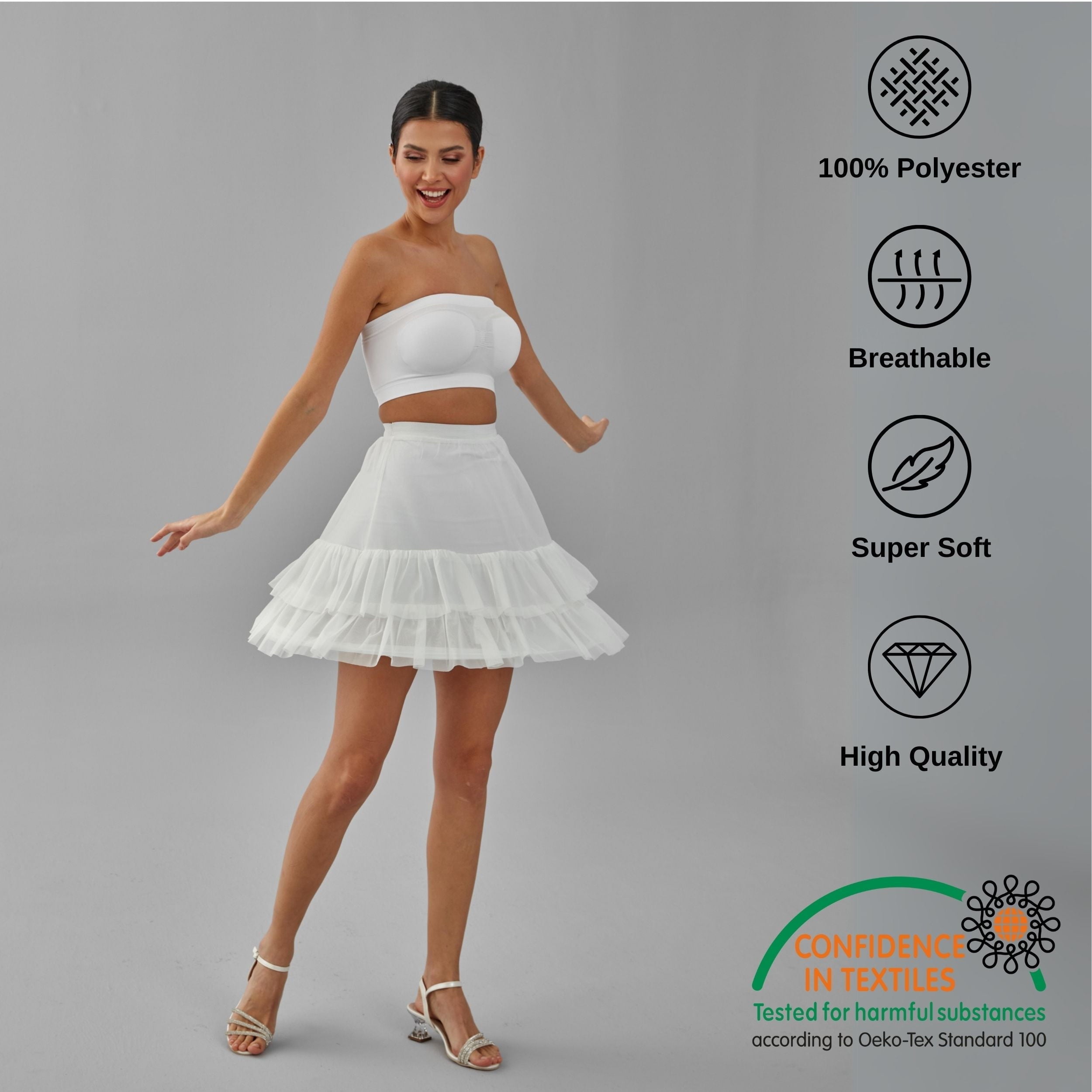Short Hoop Skirt, Wedding Dress Underskirt, White Petticoat