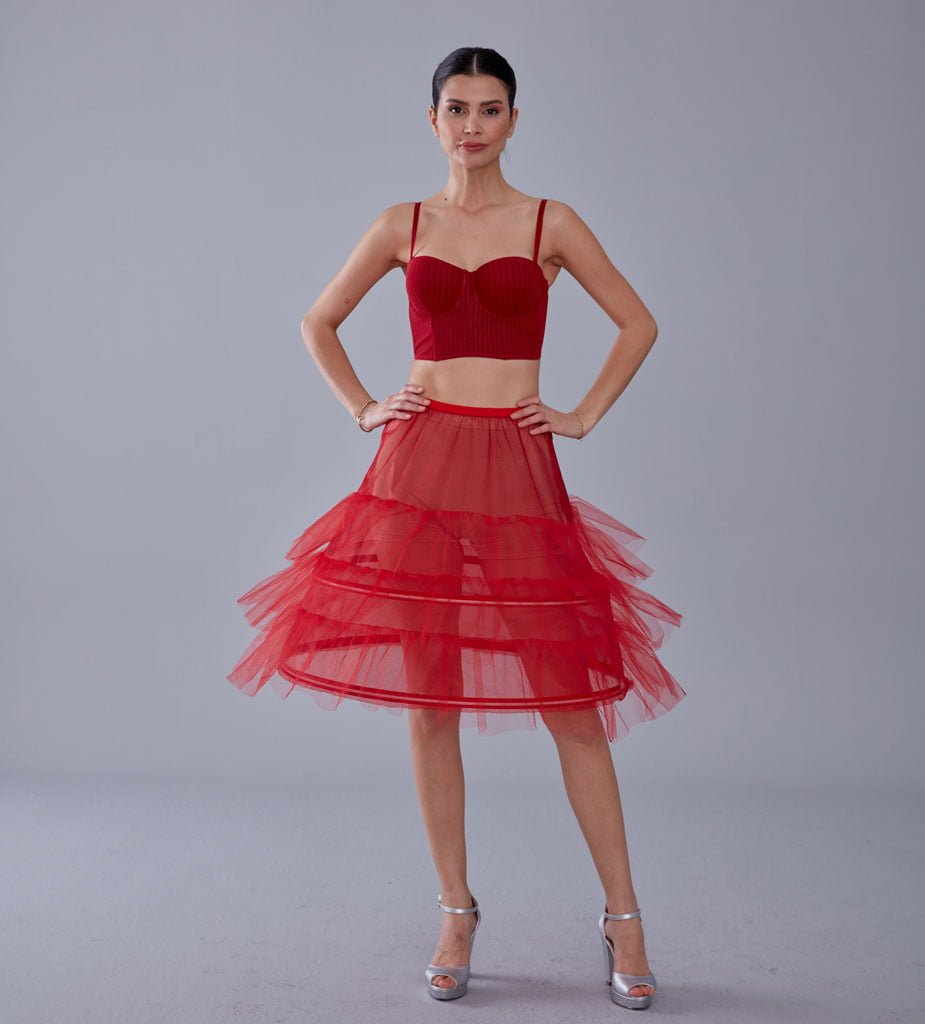 Red Petticoat Skirt , Hoop Skirt