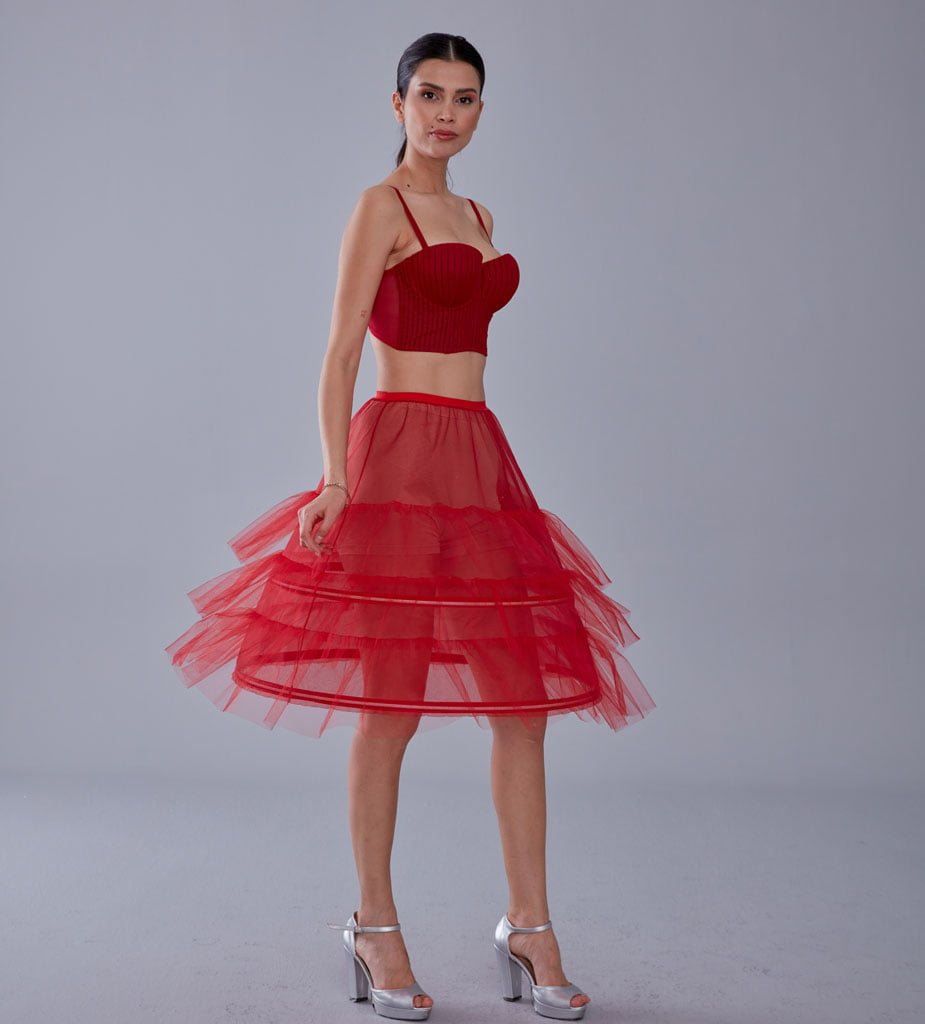 Red Petticoat Skirt , Hoop Skirt