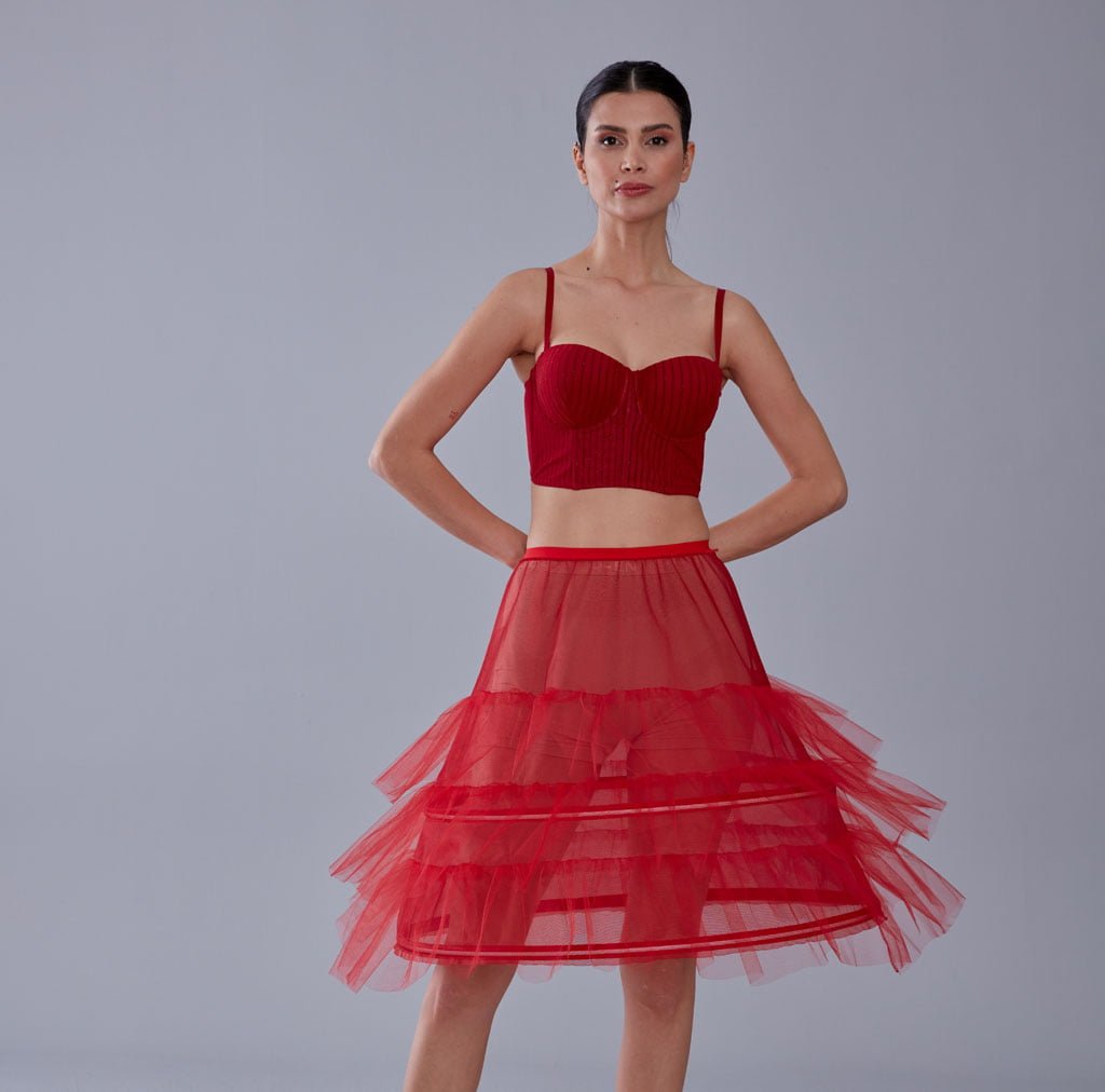Red Petticoat Skirt , Hoop Skirt