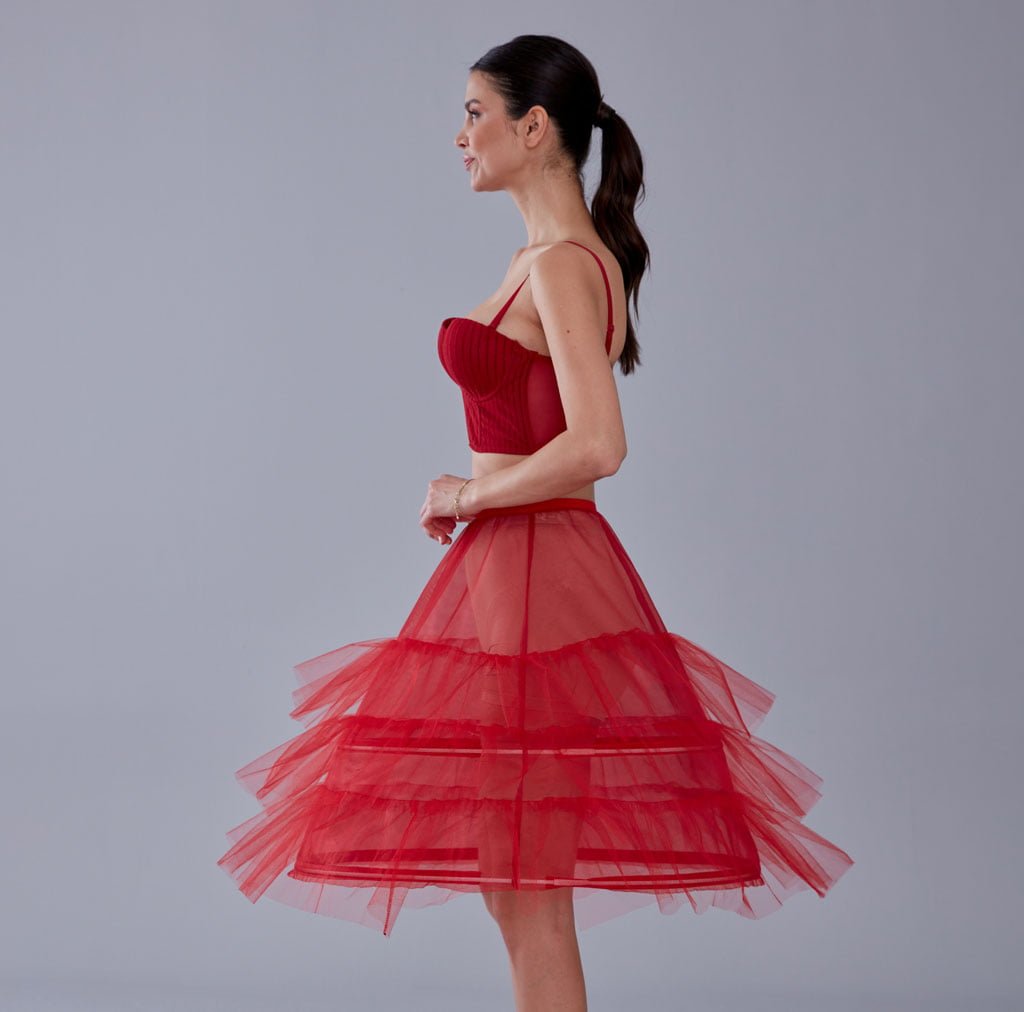 Red Petticoat Skirt , Hoop Skirt