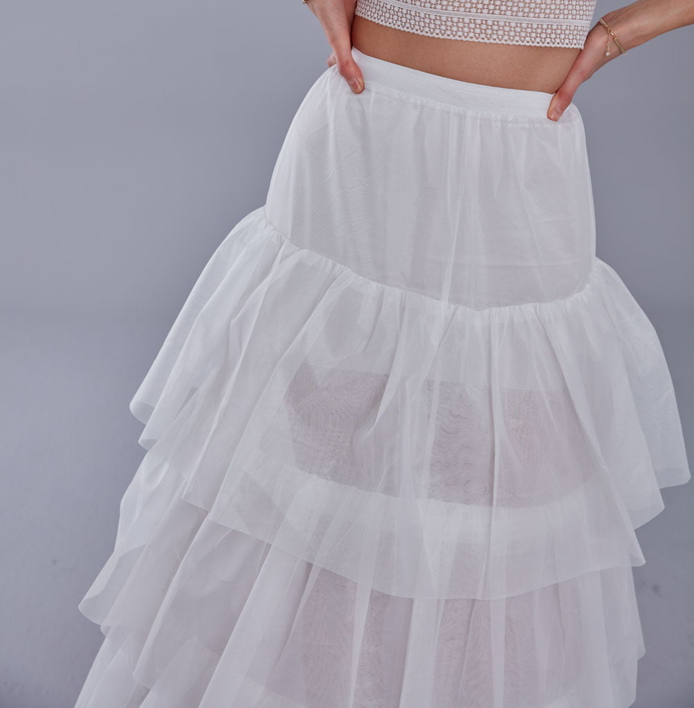 Mermaid Bridal Gown Underskirt, White Petticoat Skirt