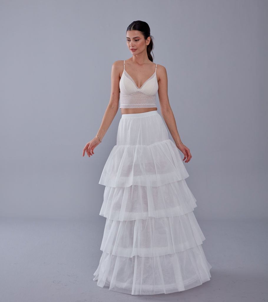 Mermaid Bridal Gown Underskirt, White Petticoat Skirt