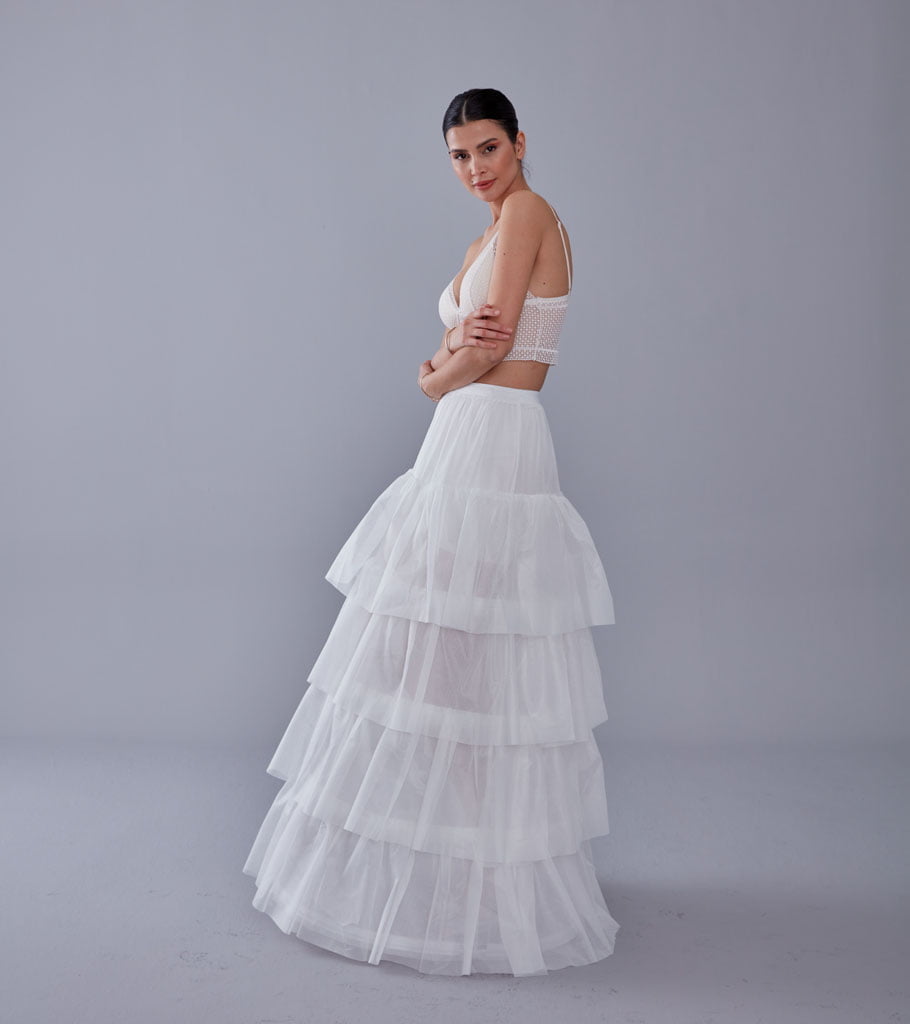 Mermaid Bridal Gown Underskirt, White Petticoat Skirt