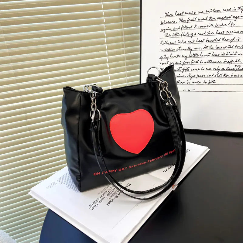 Cute Portable Tote Bag - Large Capacity Commuter Bag Black 30*26*10cm