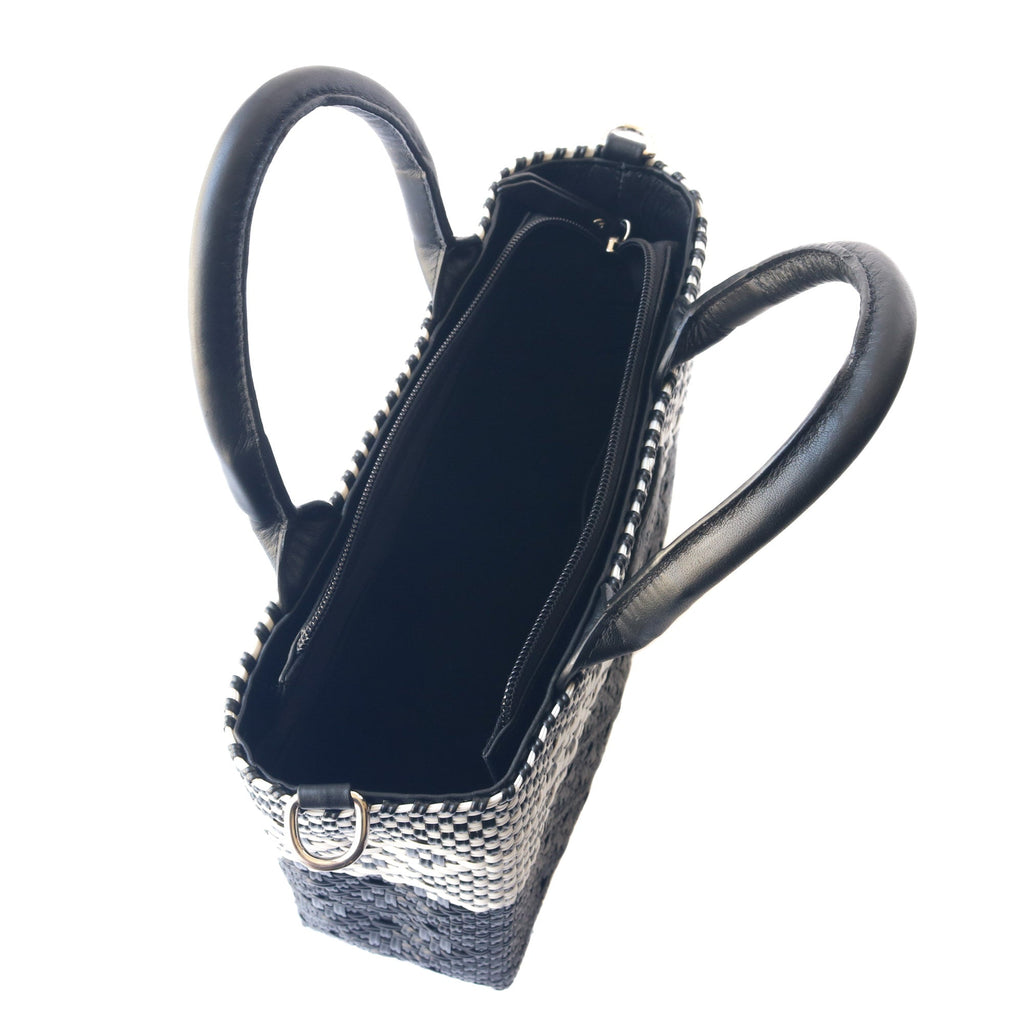 Tin Marin Small Woven Crossbody - Black Leather