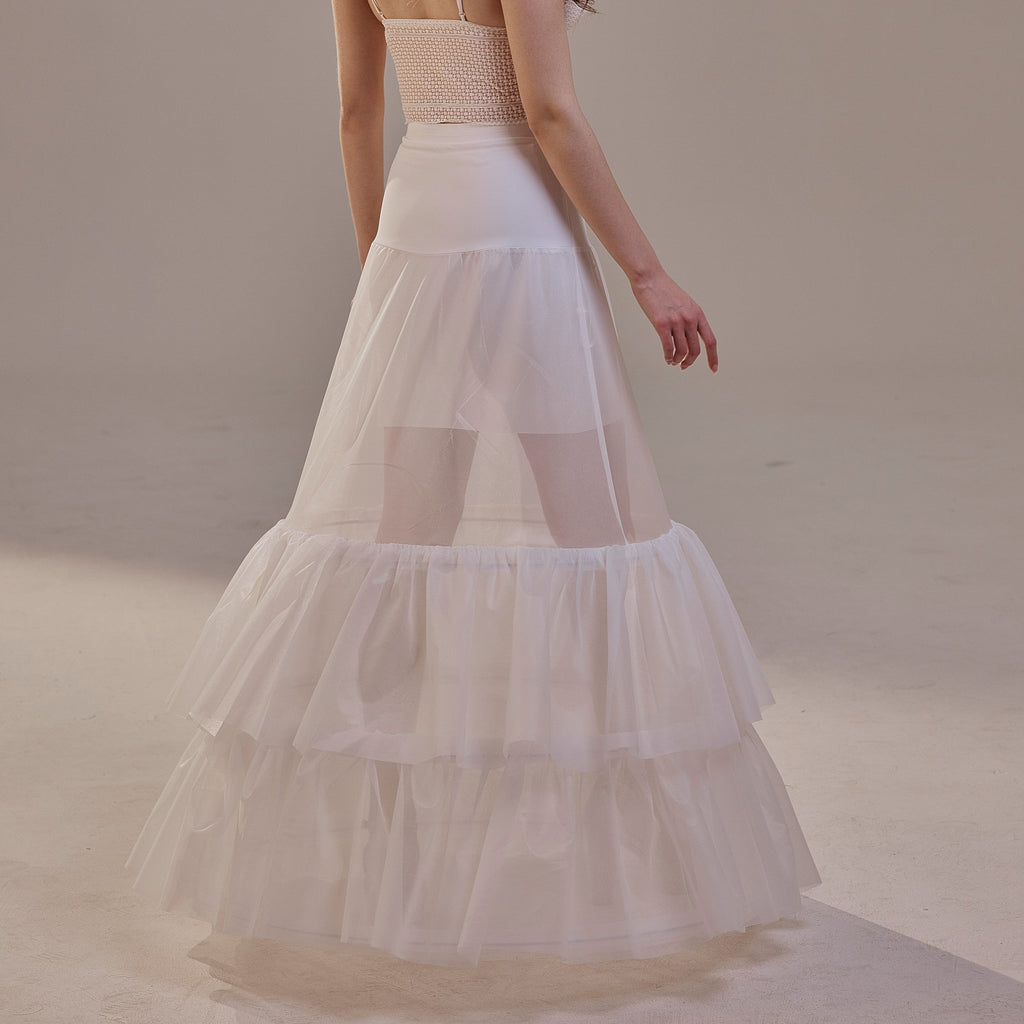 Trumpet Petticoat Skirt with Waist Corsage and 3 Hoops , Bridal Crinoline Slip