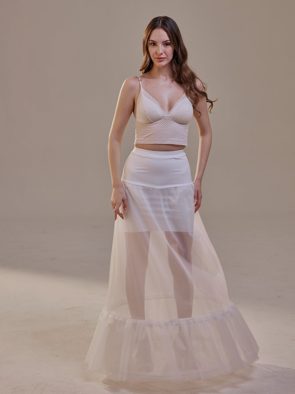 Trumpet Petticoat Skirt with Waist Corsage , Bridal Crinoline Slip