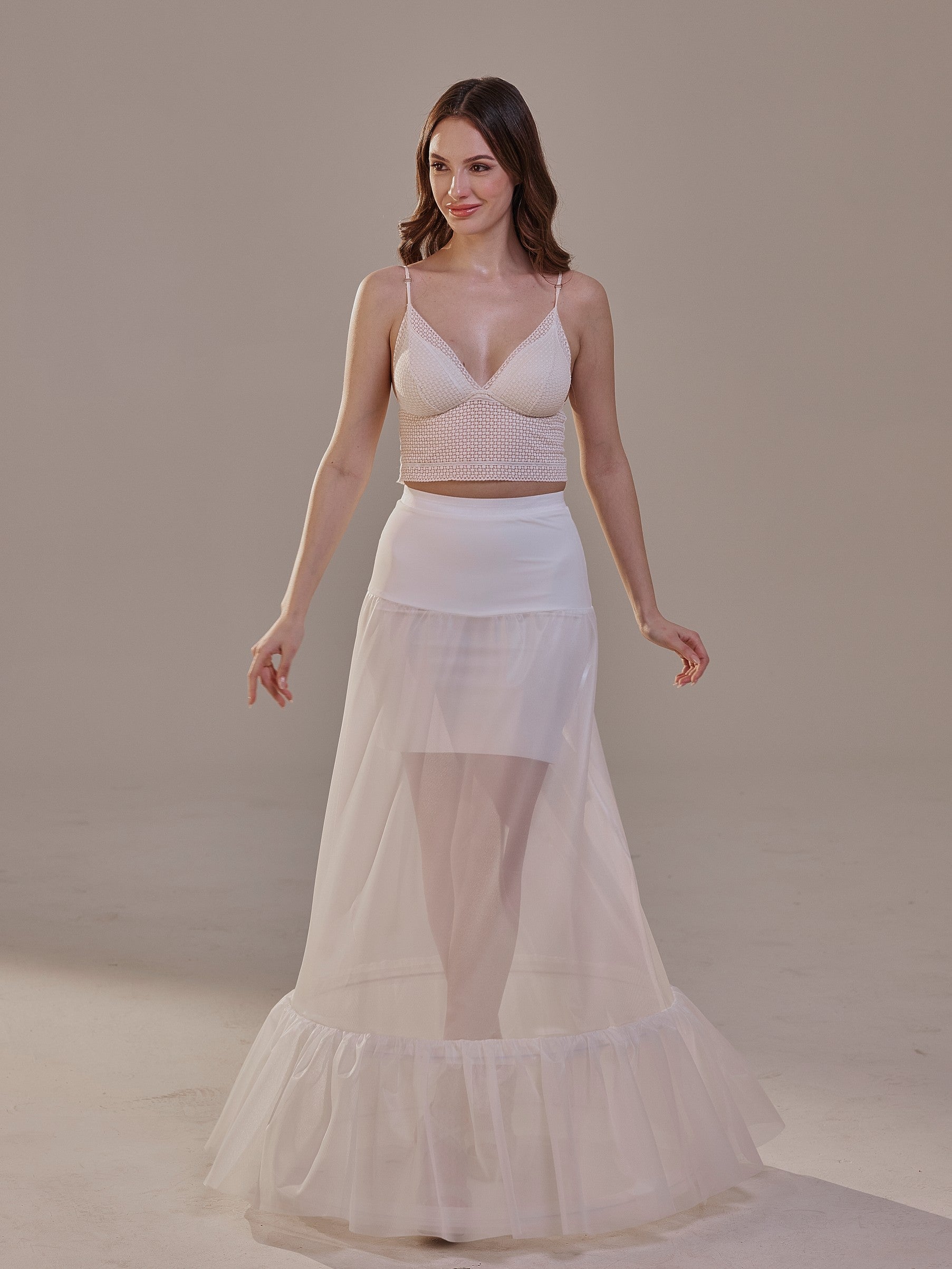 Trumpet Petticoat Skirt with Waist Corsage , Bridal Crinoline Slip